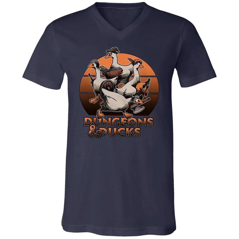Dungeons And Ducks Unisex V-Neck T-Shirt - Navy - 2