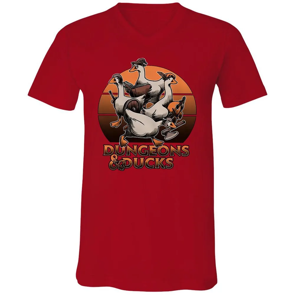 Dungeons And Ducks Unisex V-Neck T-Shirt - Red - 3