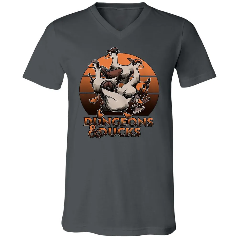 Dungeons And Ducks Unisex V-Neck T-Shirt - Asphalt - 12