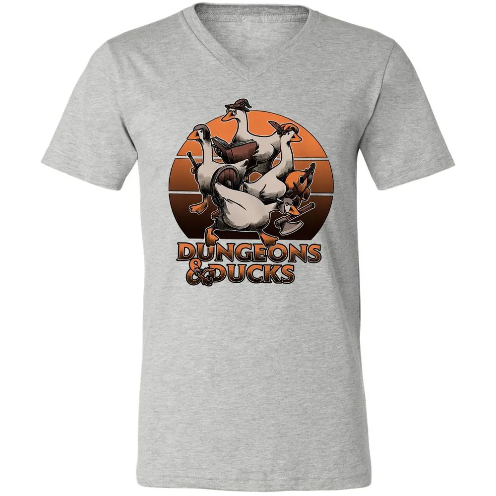 Dungeons And Ducks Unisex V-Neck T-Shirt - Athletic Heather - 7