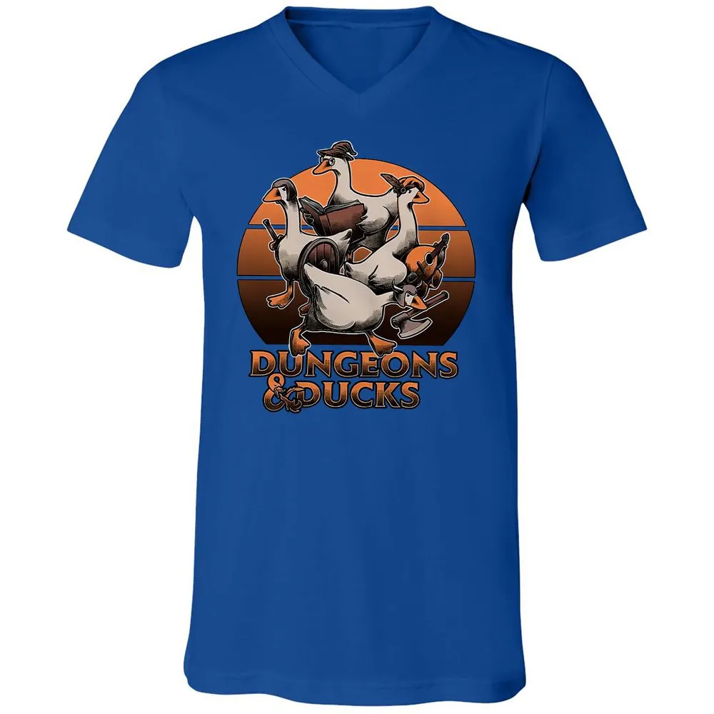 Dungeons And Ducks Unisex V-Neck T-Shirt - True Royal - 4