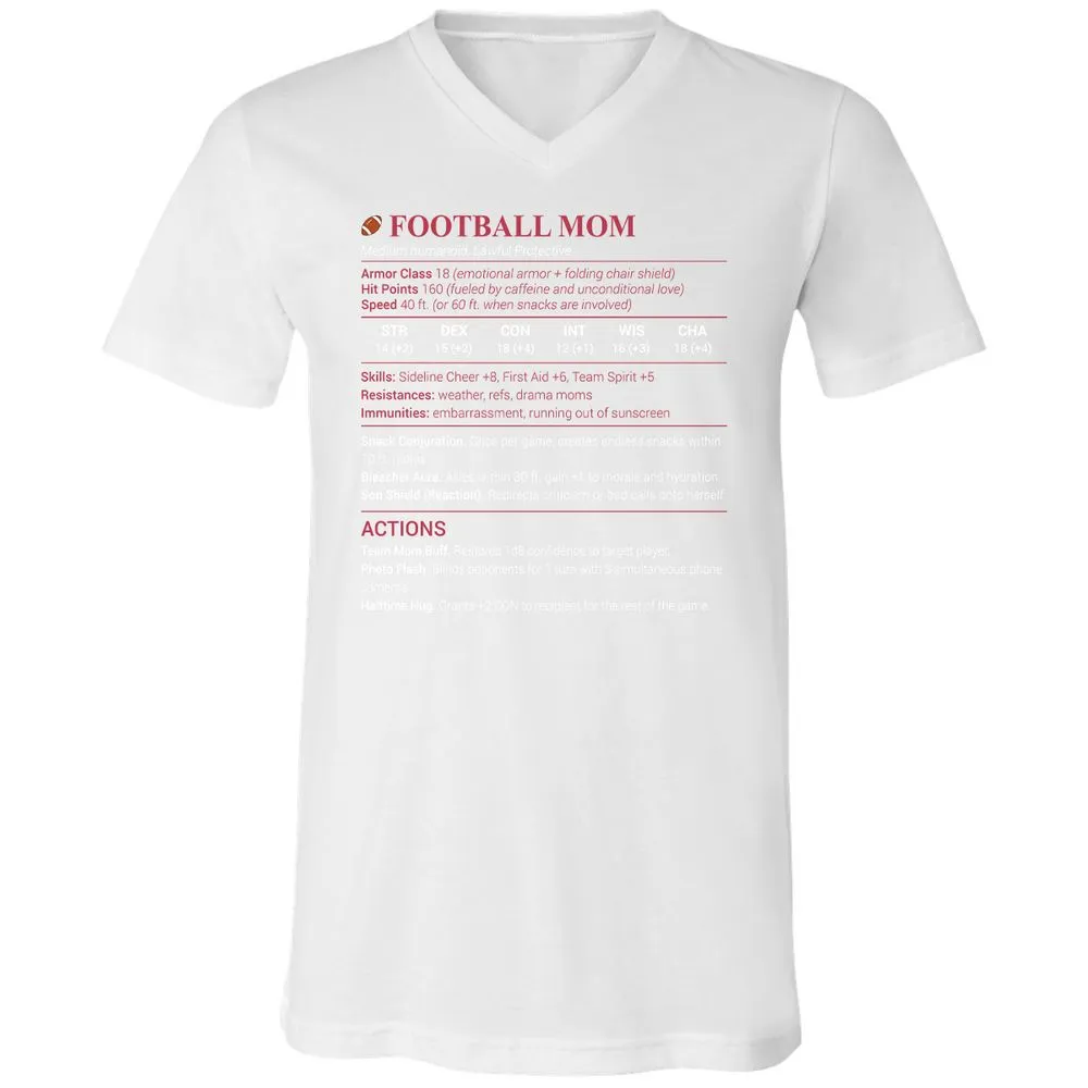 Football Mom Unisex V-Neck T-Shirt - White - 5