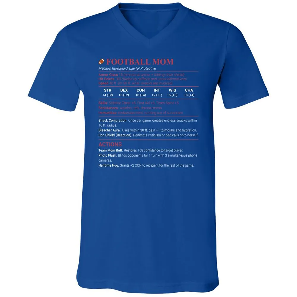 Football Mom Unisex V-Neck T-Shirt - True Royal - 4
