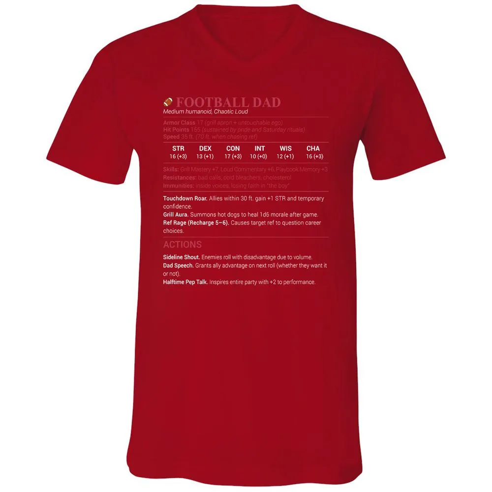 Football Dad Unisex V-Neck T-Shirt - Red - 3