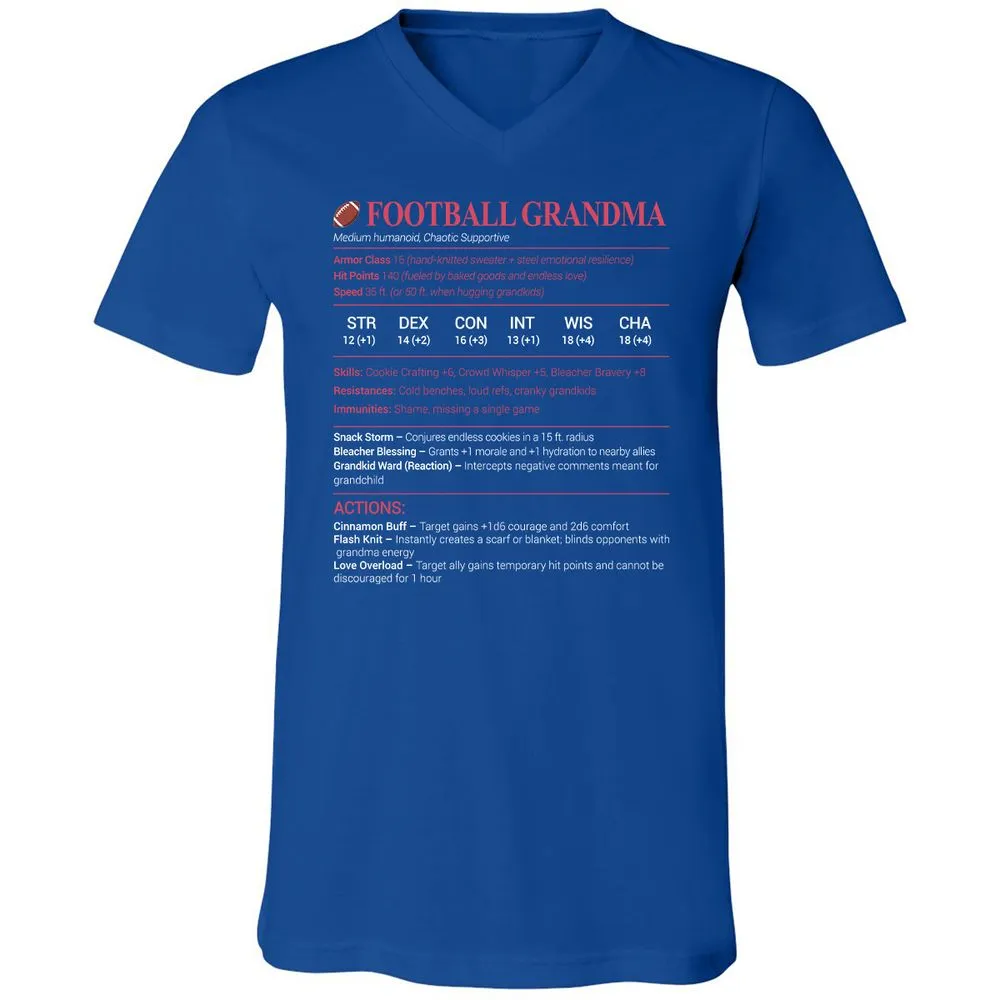 Football Grandma Unisex V-Neck T-Shirt - True Royal - 4