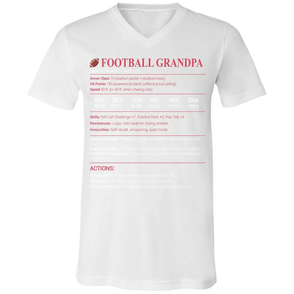 Football Grandpa Unisex V-Neck T-Shirt - White - 5