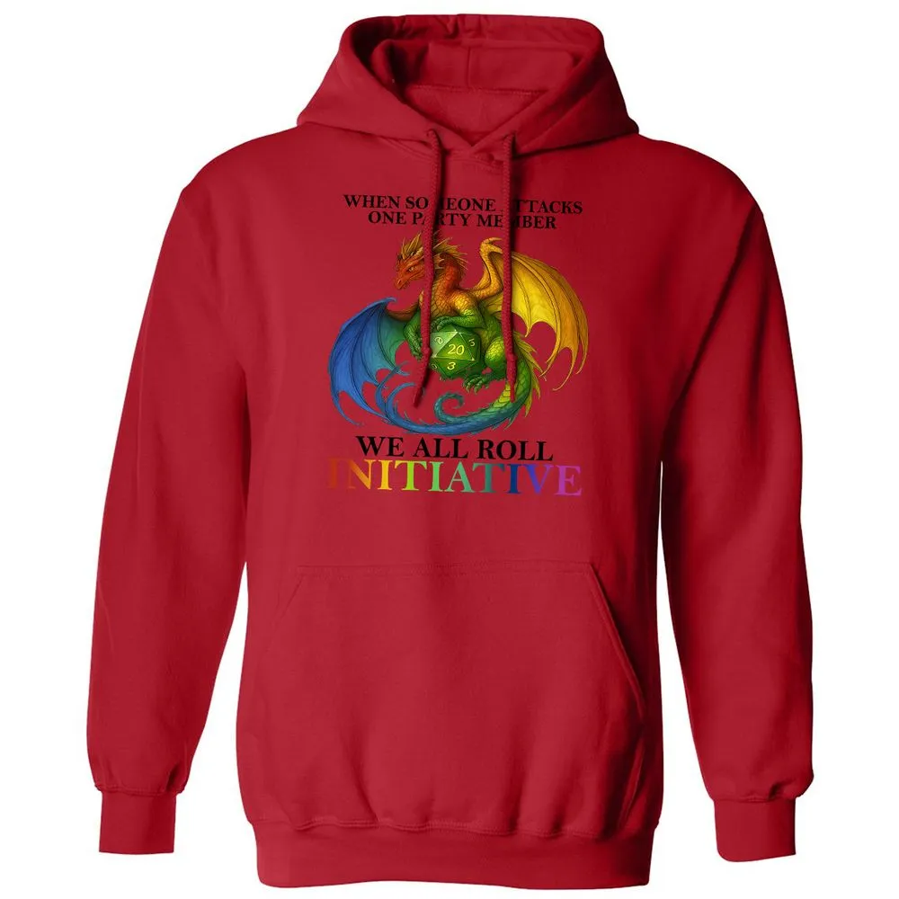 Dragon We All Roll For Initiative Classic Unisex Hoodie - Red - 5