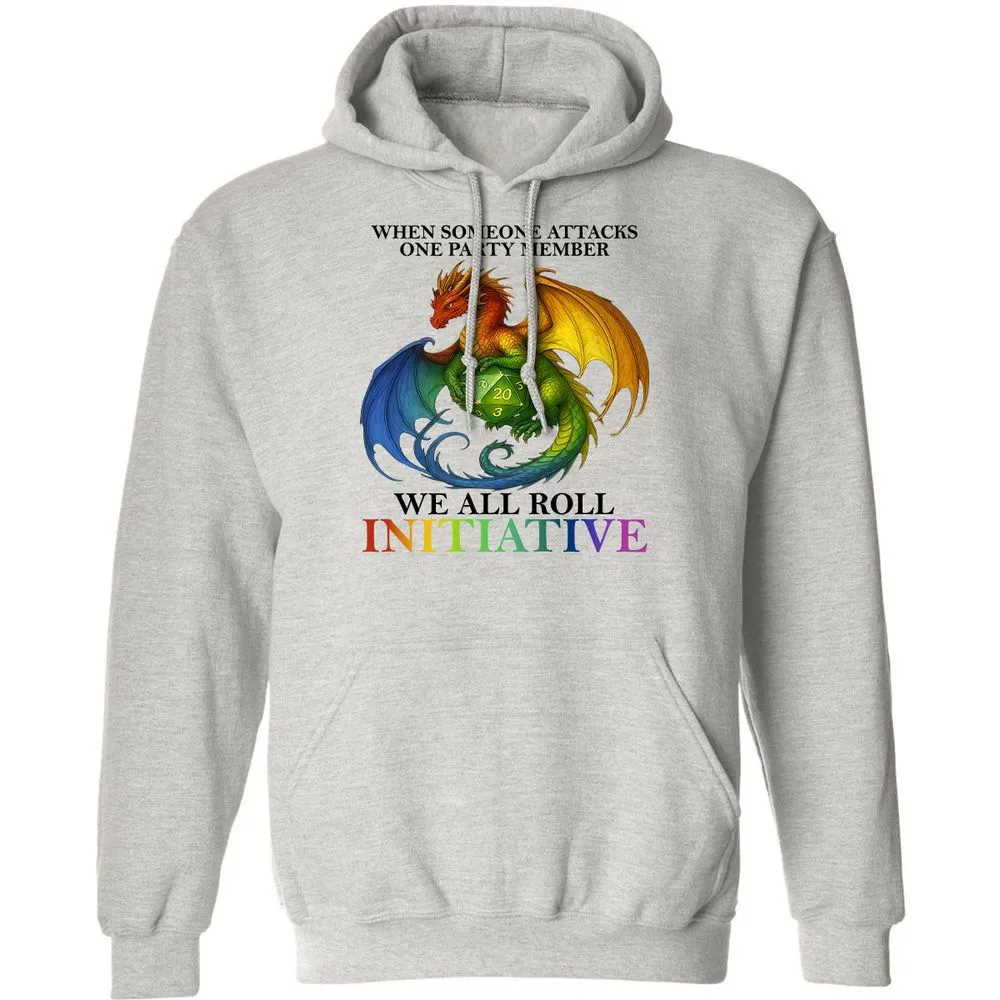 Dragon We All Roll For Initiative Classic Unisex Hoodie - Ash - 8