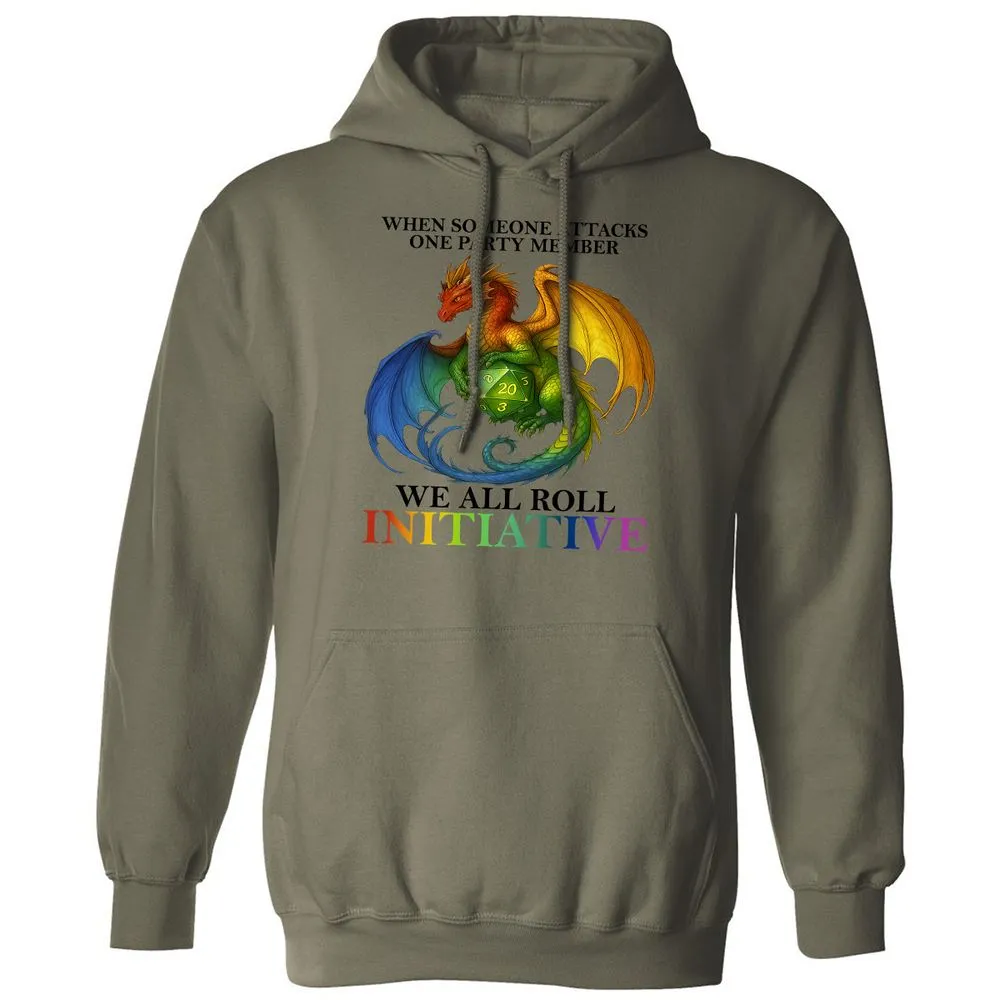 Dragon We All Roll For Initiative Classic Unisex Hoodie - Military Green - 4