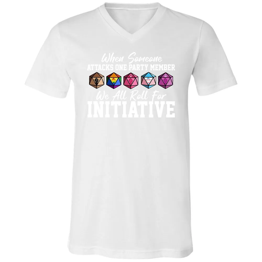 LGBT Roll For Initiative Unisex V-Neck T-Shirt - White - 5