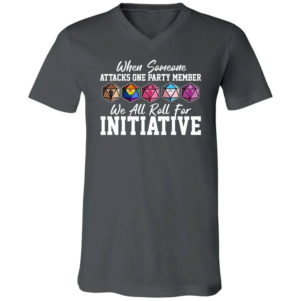 LGBT Roll For Initiative Unisex V-Neck T-Shirt - Asphalt - 12