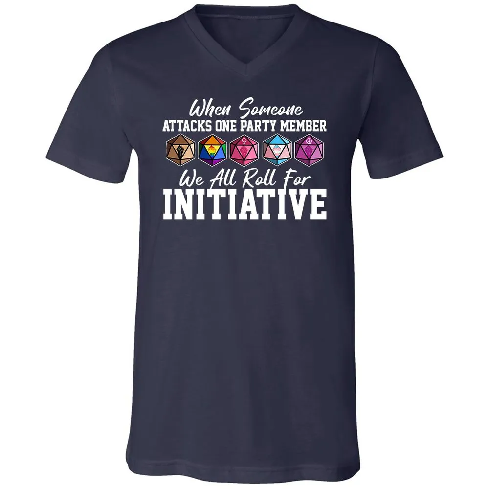 LGBT Roll For Initiative Unisex V-Neck T-Shirt - Navy - 2