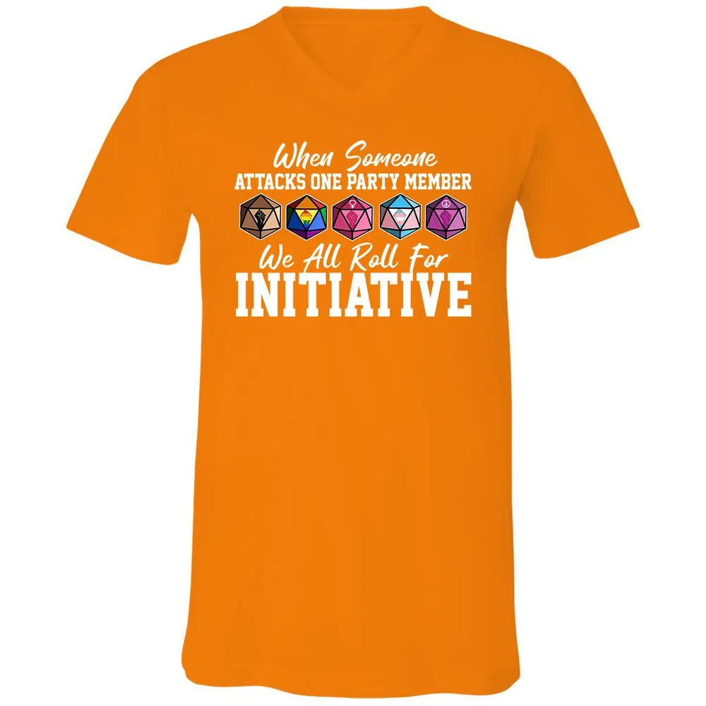 LGBT Roll For Initiative Unisex V-Neck T-Shirt - Orange - 11
