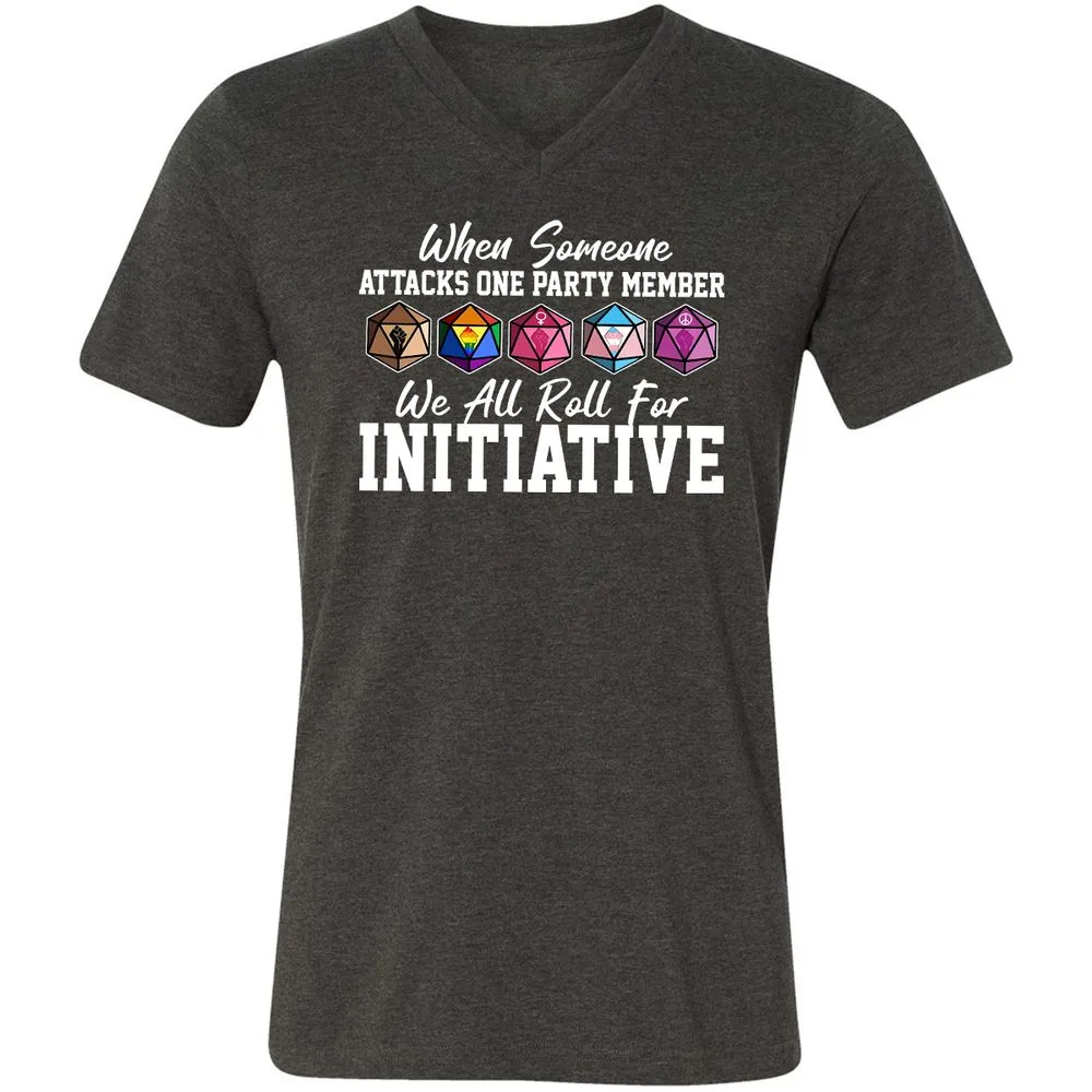 LGBT Roll For Initiative Unisex V-Neck T-Shirt - Dark Grey Heather - 8