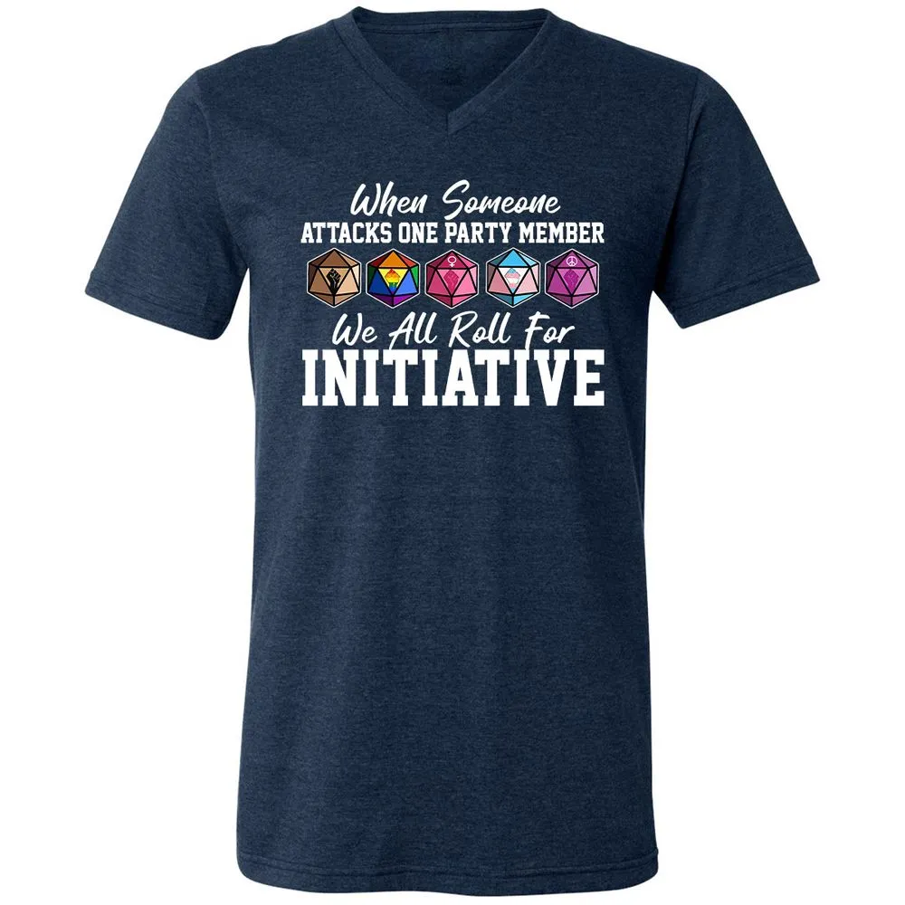 LGBT Roll For Initiative Unisex V-Neck T-Shirt - Heather Navy - 15