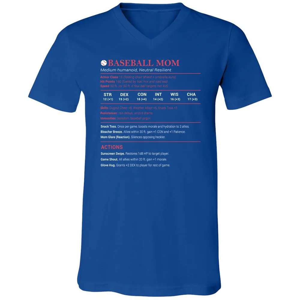 Baseball Mom Unisex V-Neck T-Shirt - True Royal - 4