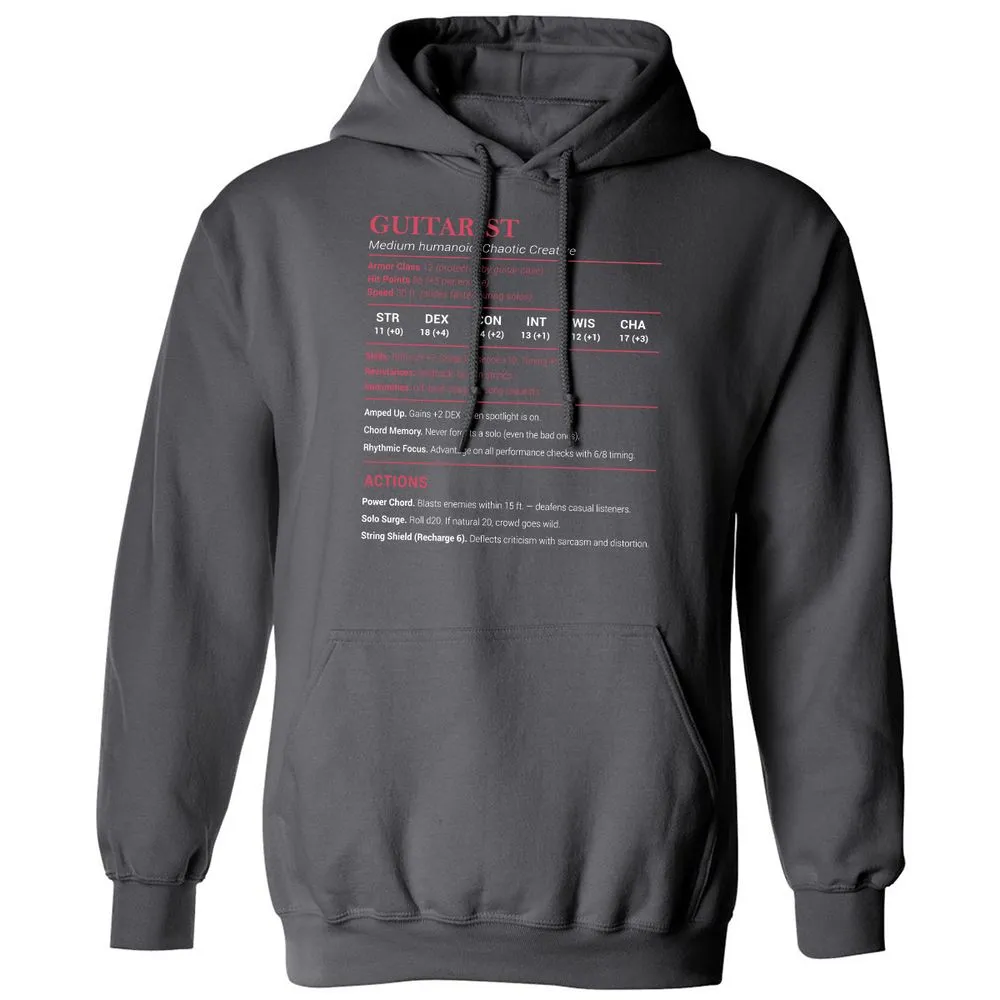 Guitarist Stats Classic Unisex Hoodie - Charcoal - 7