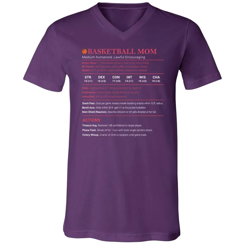 Basketball Mom Unisex V-Neck T-Shirt - Team Purple - 9