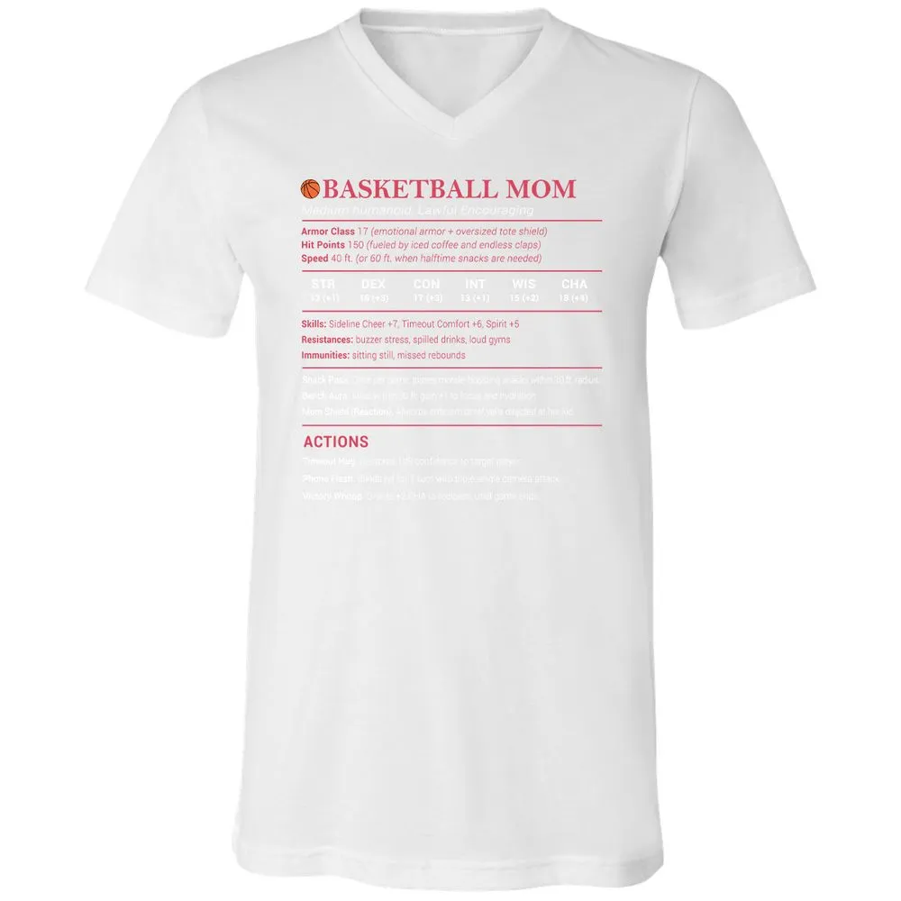 Basketball Mom Unisex V-Neck T-Shirt - White - 5