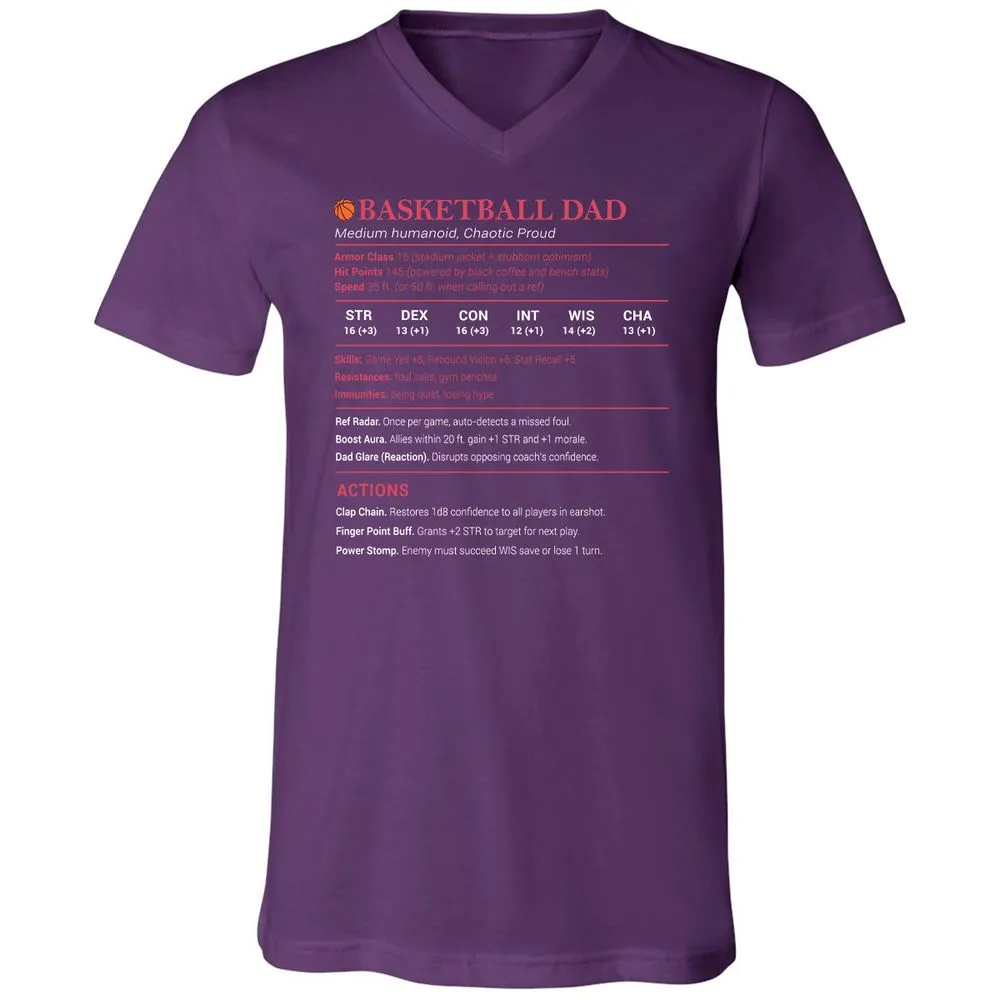 Basketball Dad Unisex V-Neck T-Shirt - Team Purple - 9