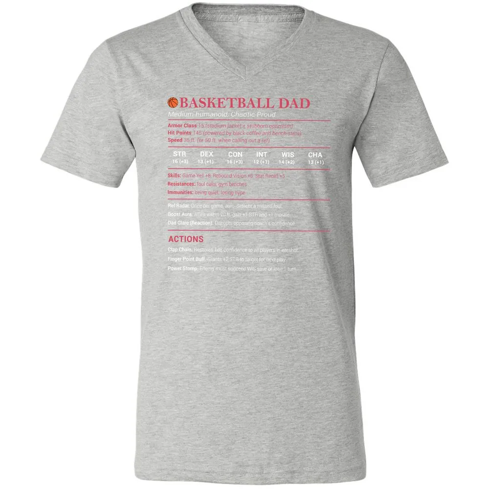 Basketball Dad Unisex V-Neck T-Shirt - Athletic Heather - 7