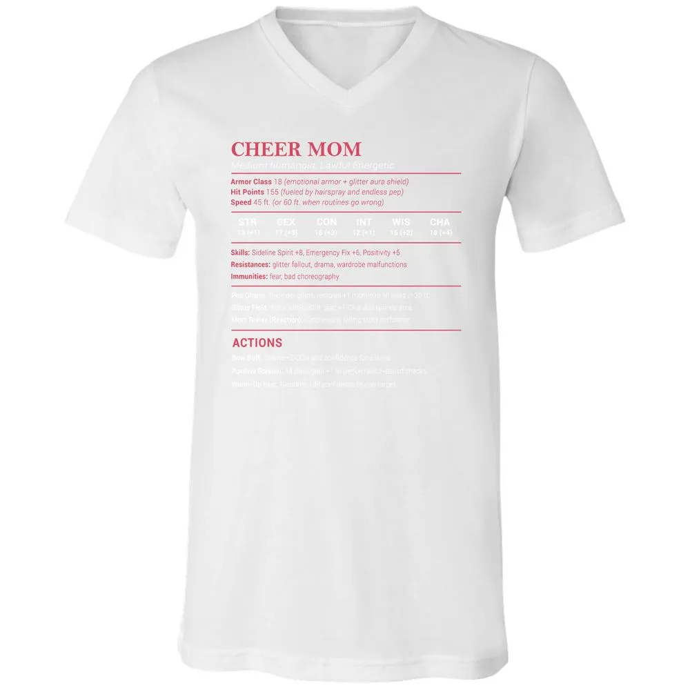 Cheer Mom Unisex V-Neck T-Shirt - White - 5