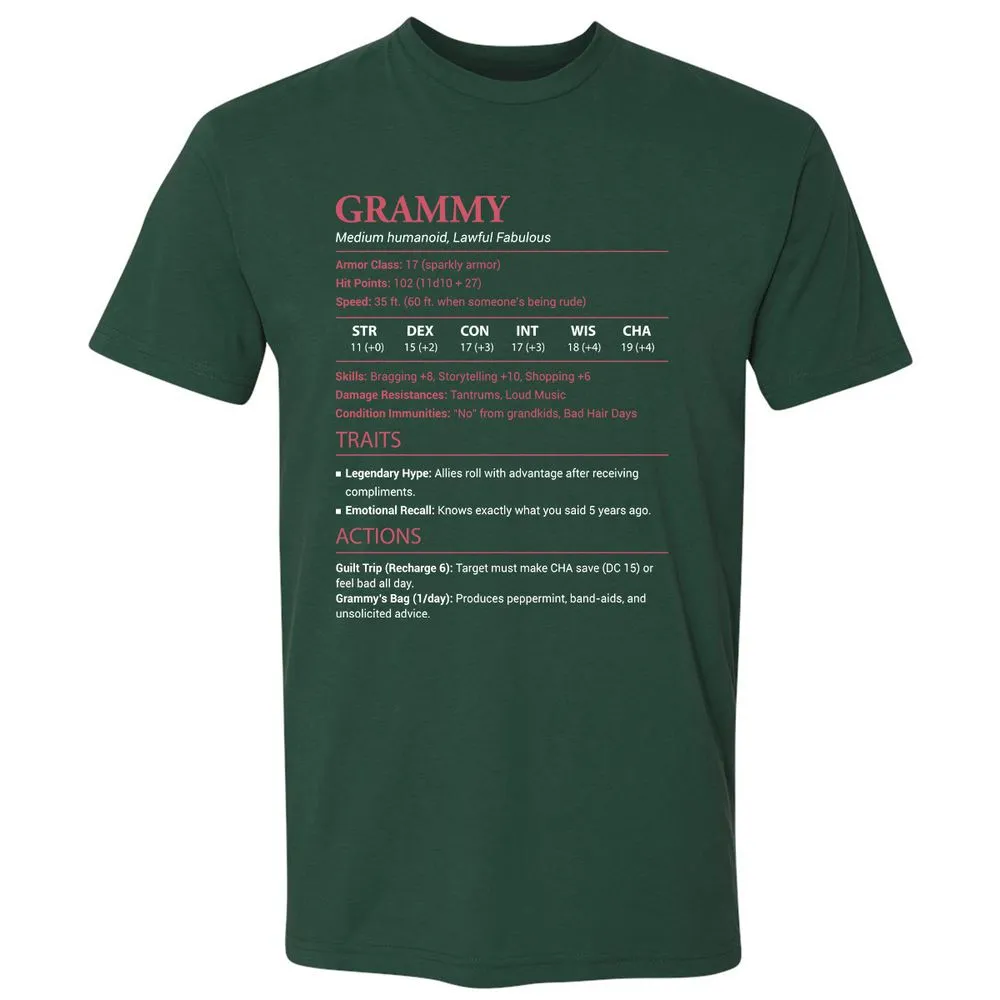 Grammy Stats Premium Unisex T-Shirt - Forest Green - 13