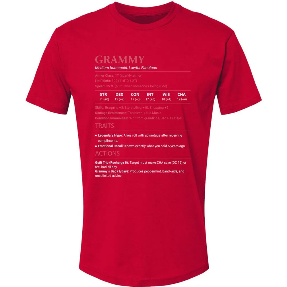 Grammy Stats Premium Unisex T-Shirt - Red - 6
