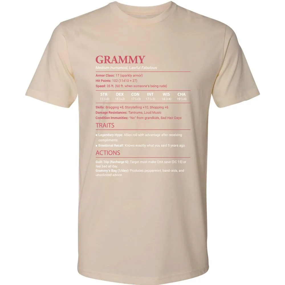 Grammy Stats Premium Unisex T-Shirt - Cream - 14