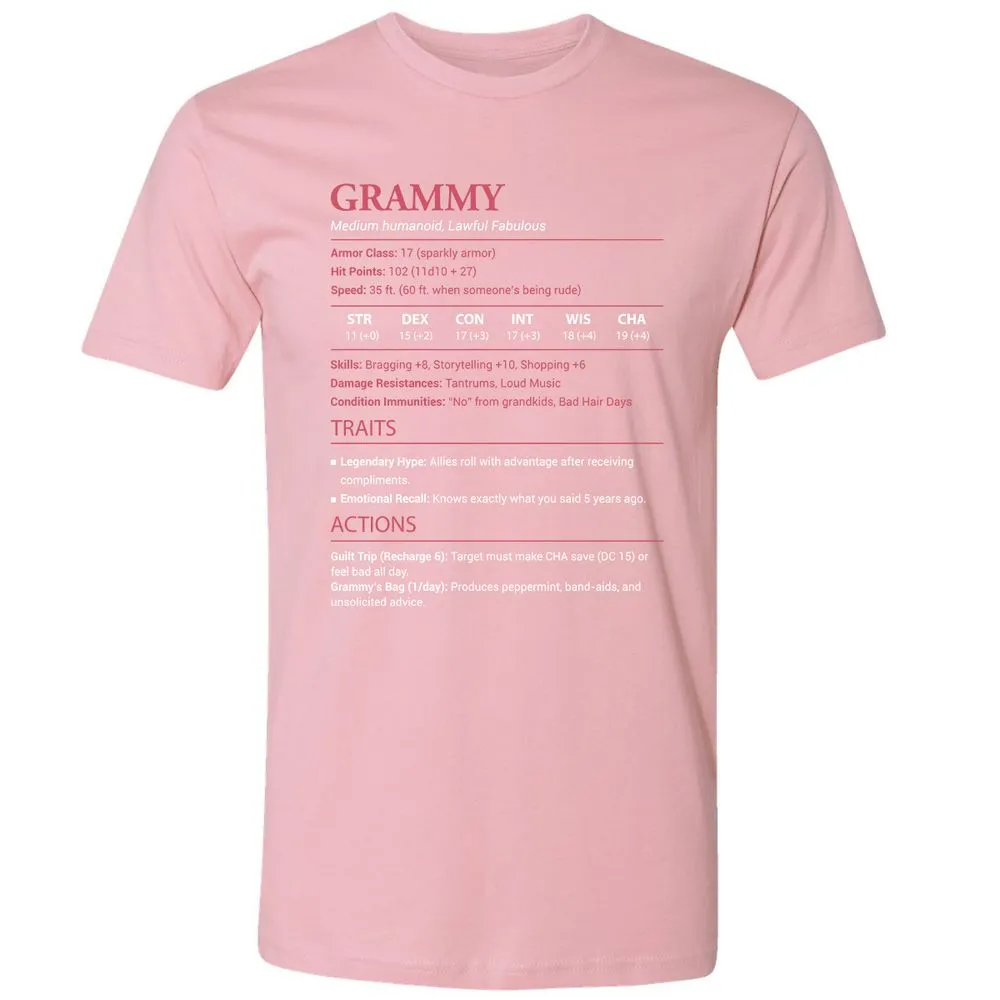 Grammy Stats Premium Unisex T-Shirt - Light Pink - 3