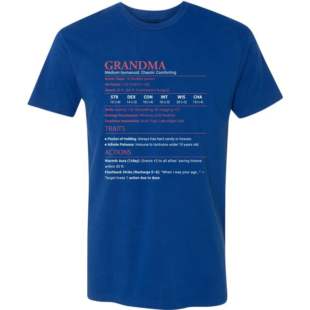 Grandma Stats Premium Unisex T-Shirt - Royal - 10