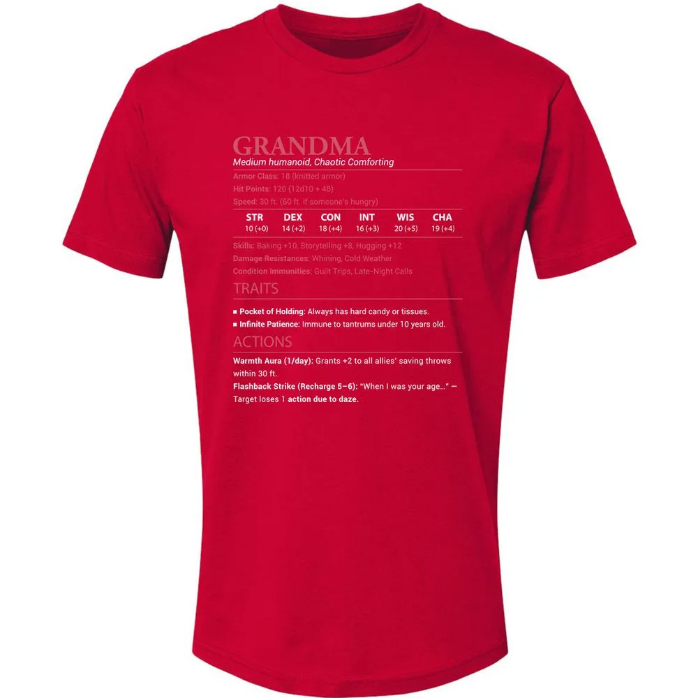 Grandma Stats Premium Unisex T-Shirt - Red - 6