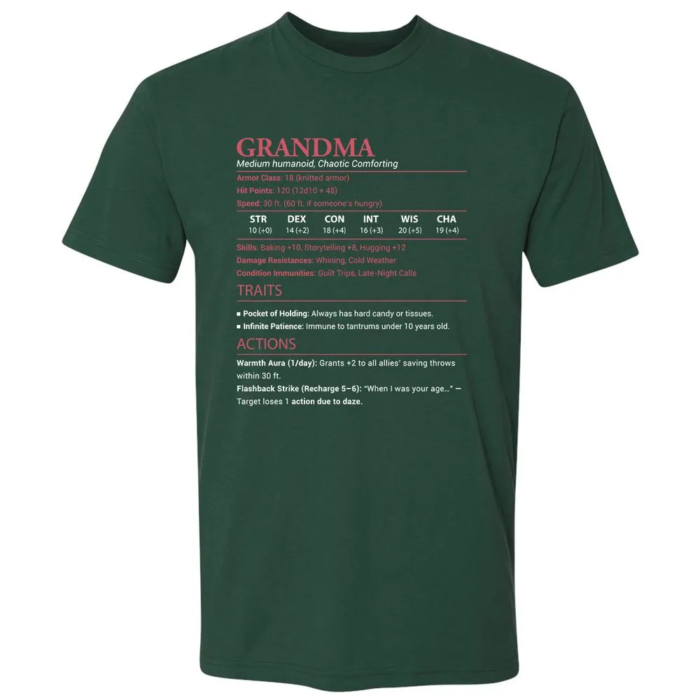 Grandma Stats Premium Unisex T-Shirt - Forest Green - 13