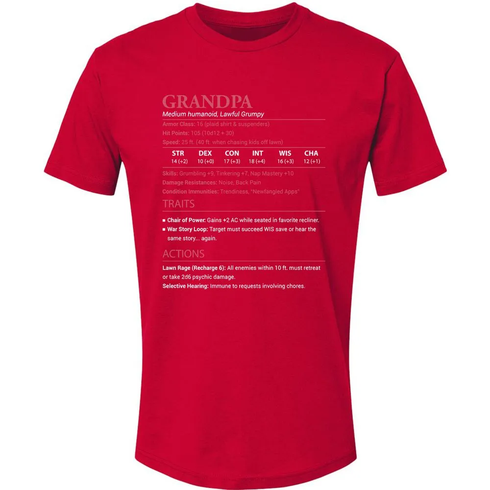 Grandpa Stats Premium Unisex T-Shirt - Red - 6