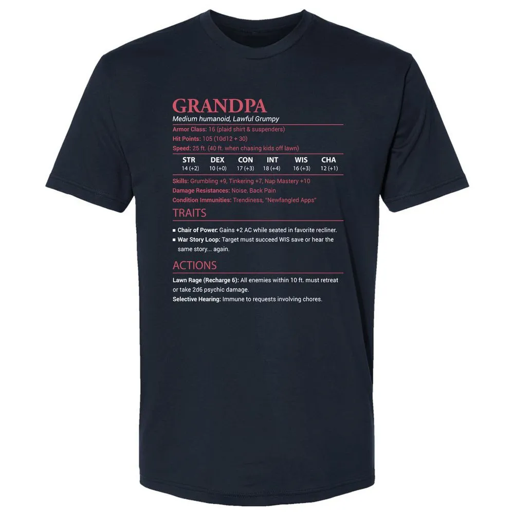 Grandpa Stats Premium Unisex T-Shirt - Midnight Navy - 2