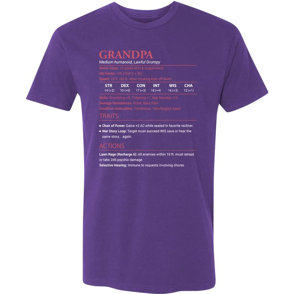 Grandpa Stats Premium Unisex T-Shirt - Purple Rush - 7