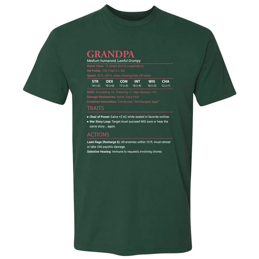 Grandpa Stats Premium Unisex T-Shirt - Forest Green - 13