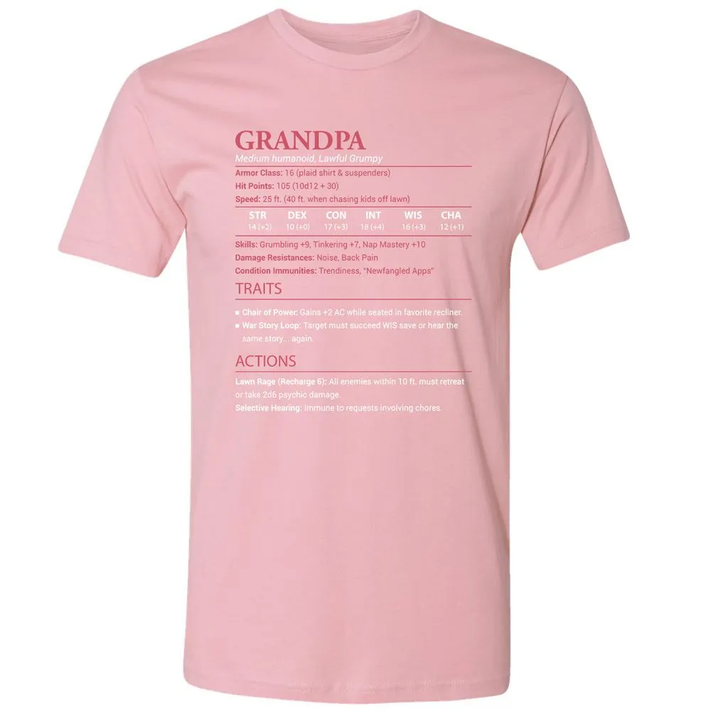 Grandpa Stats Premium Unisex T-Shirt - Light Pink - 3