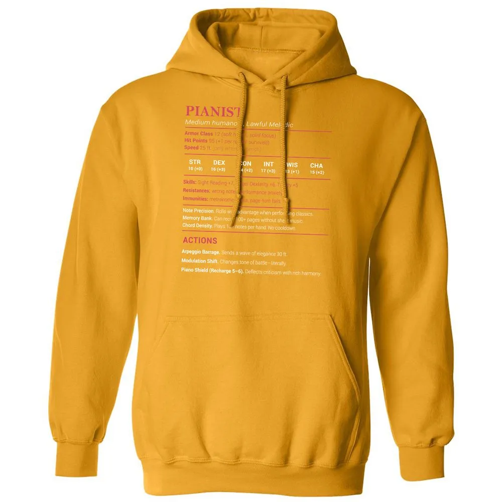 Pianist Stats Classic Unisex Hoodie - Gold - 12