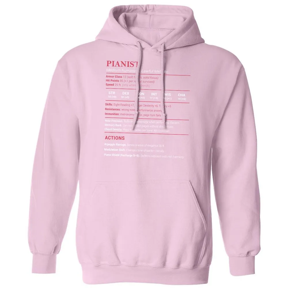 Pianist Stats Classic Unisex Hoodie - Light Pink - 3