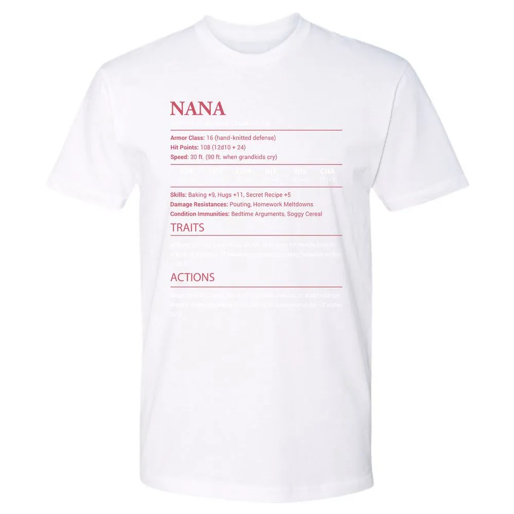 Nana Stats Premium Unisex T-Shirt - White - 4
