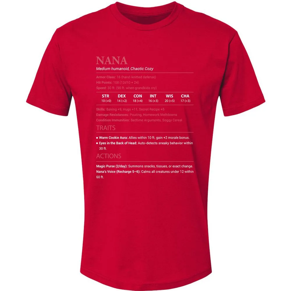 Nana Stats Premium Unisex T-Shirt - Red - 6