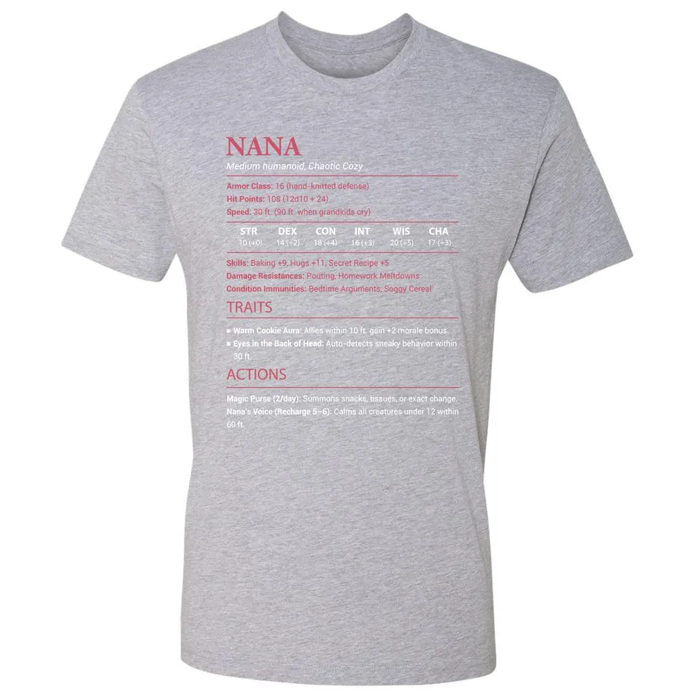 Nana Stats Premium Unisex T-Shirt - Heather Grey - 9