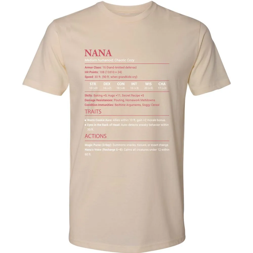 Nana Stats Premium Unisex T-Shirt - Cream - 14