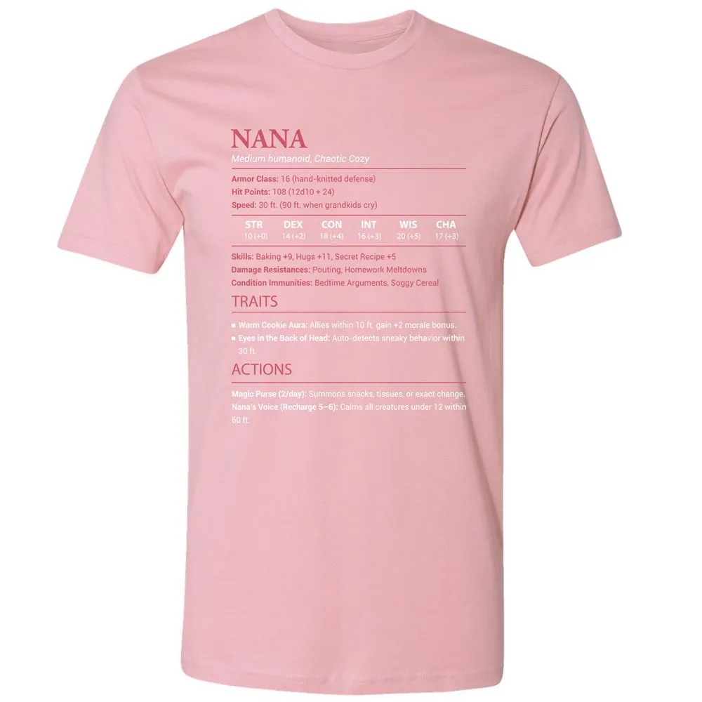 Nana Stats Premium Unisex T-Shirt - Light Pink - 3