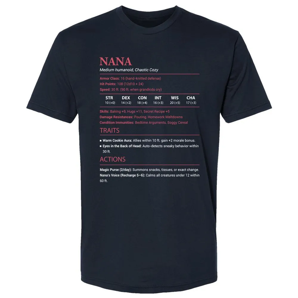Nana Stats Premium Unisex T-Shirt - Midnight Navy - 2