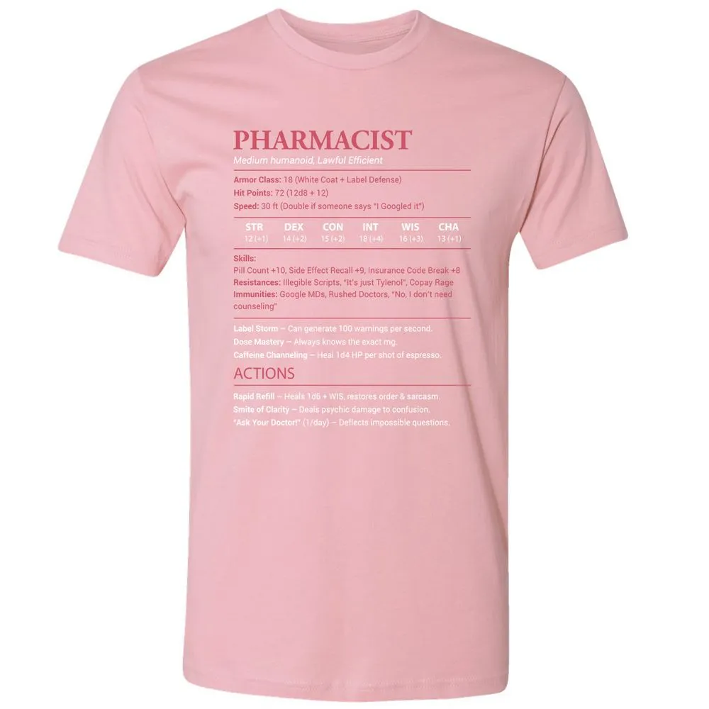 Pharmacist Stats Premium Unisex T-Shirt - Light Pink - 3