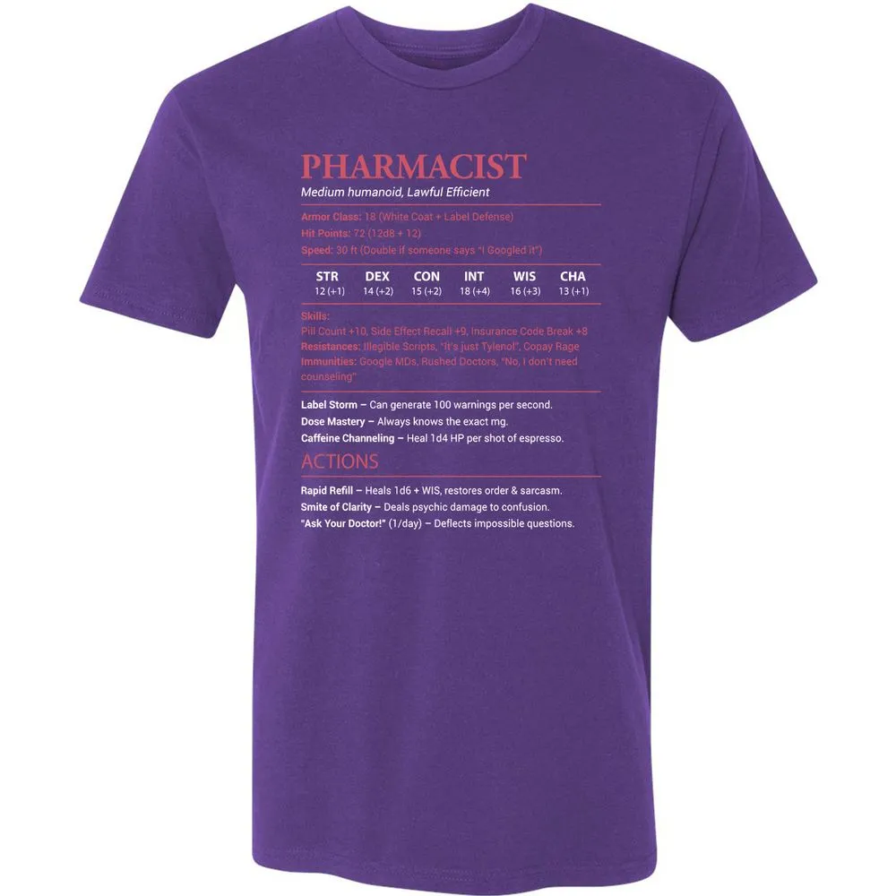 Pharmacist Stats Premium Unisex T-Shirt - Purple Rush - 7