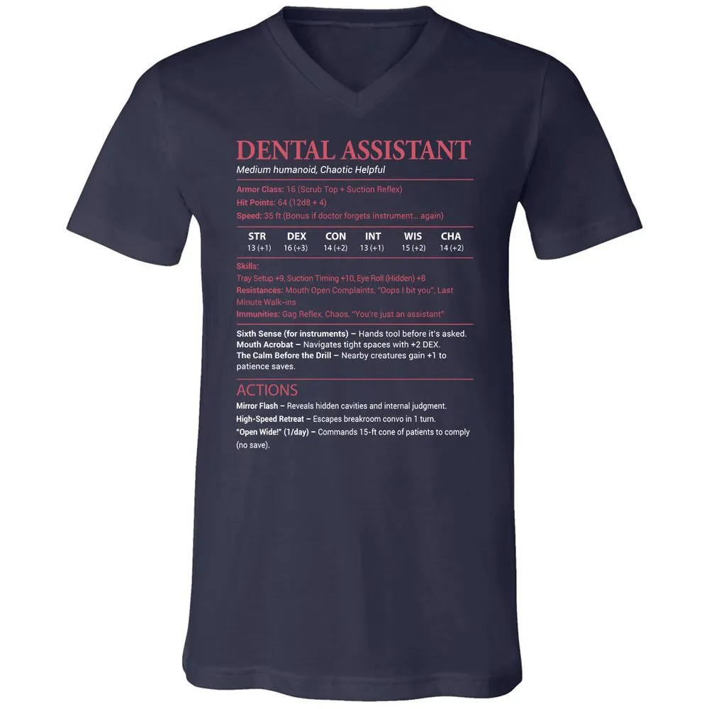Dental Assistant Unisex V-Neck T-Shirt - Navy - 2