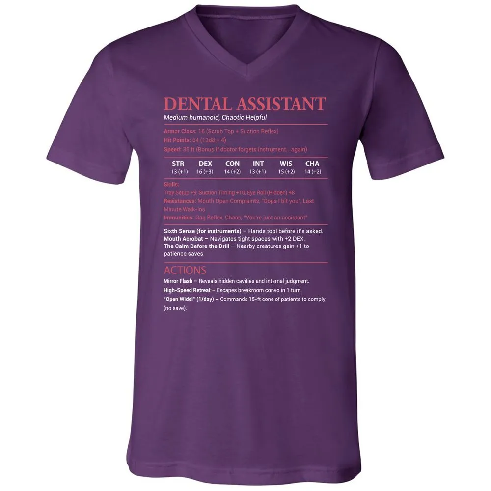 Dental Assistant Unisex V-Neck T-Shirt - Team Purple - 9